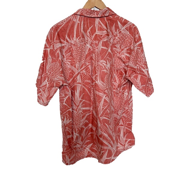 Cooke Street Men's L Coral & Ivory Hawaiian Shirt Short Sleeve Button-Up Casual - Picture 8 of 11
